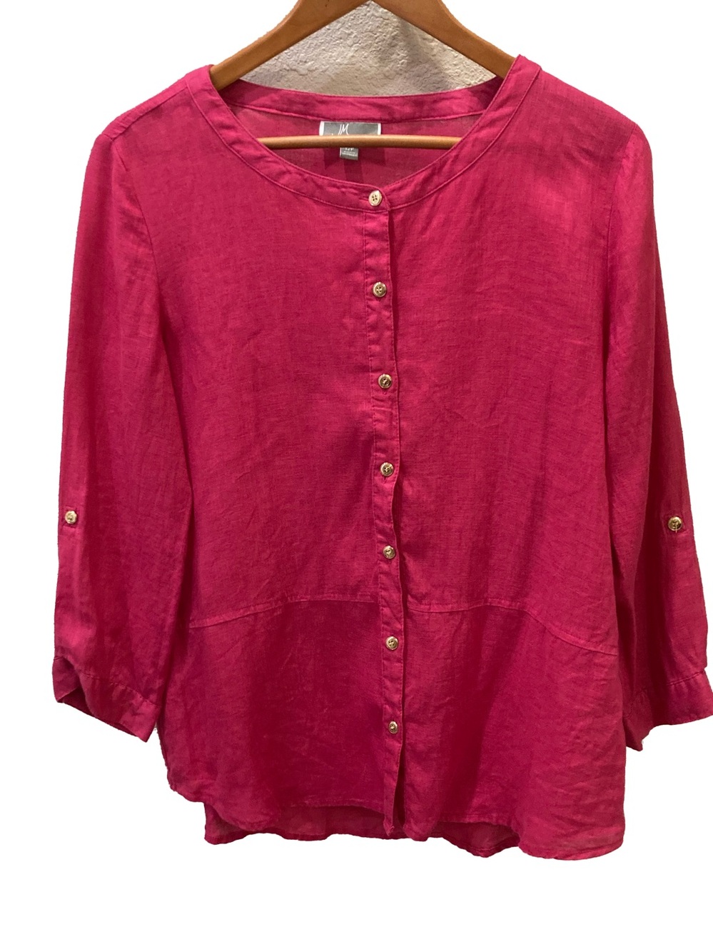 JM Collection 100# linen blouse. Bright pink. Size 12P